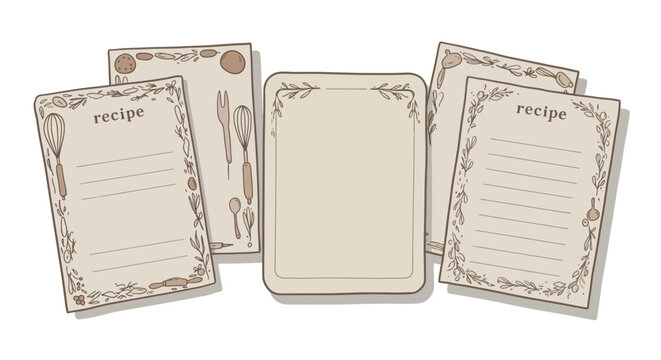 Vintage recipe card vector illustration for kitchen design in hand drawn style