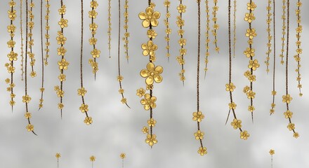 Fototapeta premium Golden flowers floral design flower background blossom bloom decorative elegant pattern art