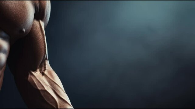 Strength Training Session Focusing on Bicep Curls in a Dimly Lit Gym Environment