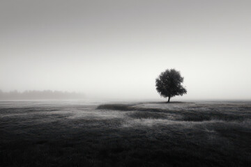 topdown view of tundra plain in sweden shrouded in mist and fog