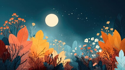 Autumnal nocturnal landscape