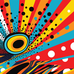 Dynamic colorful abstract design with bold stripes and circles showcasing a vibrant, energetic, and modern art style.