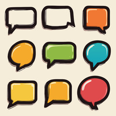 Hand-Drawn Colorful Speech Bubbles and Dialog Shapes Collection