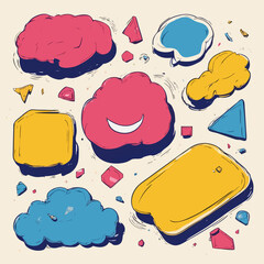 Hand-Drawn Colorful Speech Bubbles and Dialog Shapes Collection