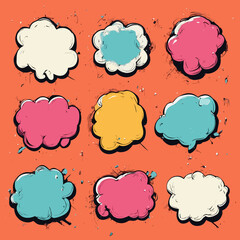 Hand-Drawn Colorful Speech Bubbles and Dialog Shapes Collection