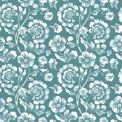 floral flower leaves pattern with silhouette solid pattern