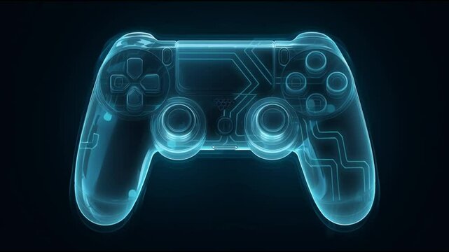 Showcasing a Transparent Gaming Controller Design With Blue Highlights and Intricate Details