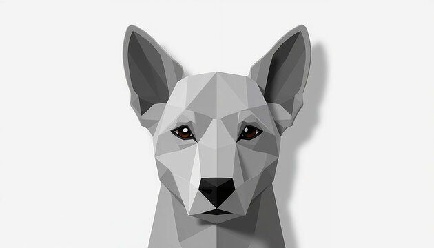 Low poly art style dog in gray tones