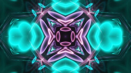 Dynamic Neon Kaleidoscope Lines Loop on Black Background. Seamless loop animation of neon lines creating symmetrical kaleidoscopic visuals - Powered by Adobe