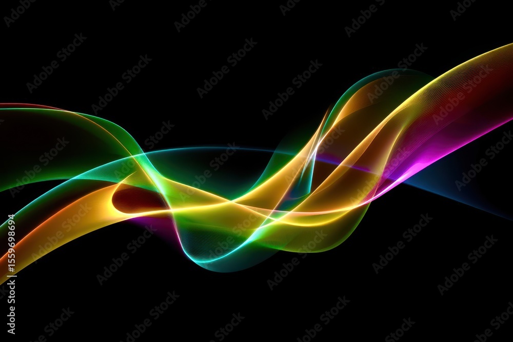 Aufkleber a colorful wave of light is displayed on a black background