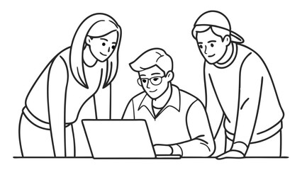 Teamwork and Collaboration Line Art Illustrations