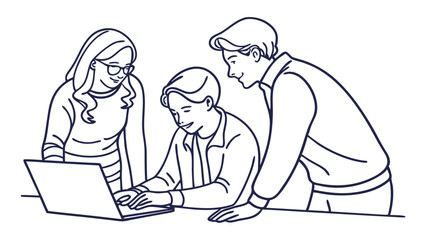 Teamwork and Collaboration Line Art Illustrations