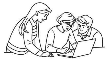 Teamwork and Collaboration Line Art Illustrations