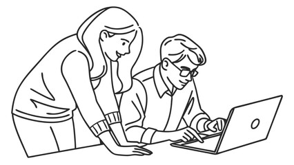 Teamwork and Collaboration Line Art Illustrations