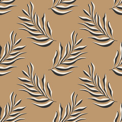 Trendy minimalist seamless botanical pattern with abstract creative hand drawn composition