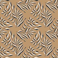 Trendy minimalist seamless botanical pattern with abstract creative hand drawn composition
