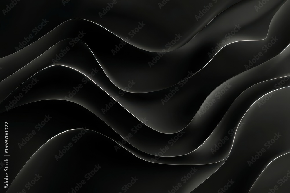 Poster a black and white image of a wave with a silver tint
