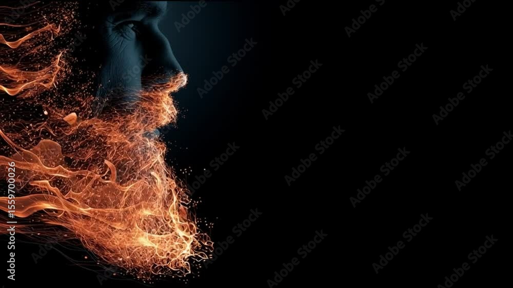 Aufkleber Captivating Artwork Features a Man's Face Combined With Fiery Effects Creating a Mesmerizing Visual Experience