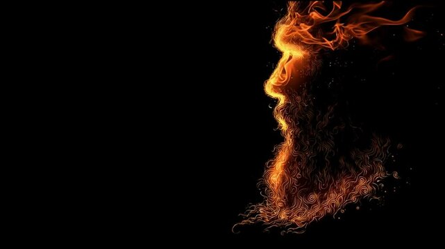 Artistic Representation of a Fiery Figure With Intricate Designs Illuminating the Darkness at a Creative Venue