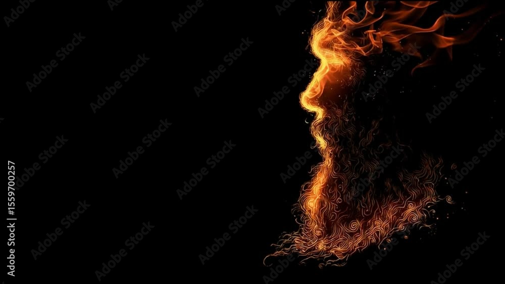 Poster Creating a Captivating Portrait of Fire With Intricate Details and Vibrant Colors in a Dark Setting