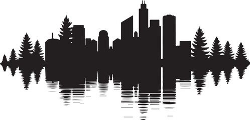 Naklejka premium Urban Bridge Cityscape SVG | Skyline Cut Files