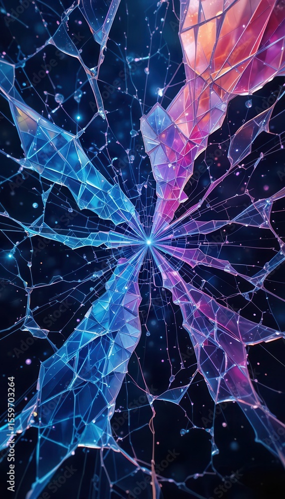Poster colorful shattered glass pattern for mobile display backgrounds with abstract design elements