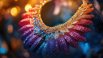 Opulent crystallized headdress shining with a rainbow of shimmering colors