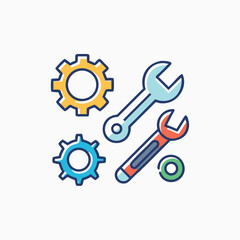 Obraz premium repair icon set tool wrench spanner gear