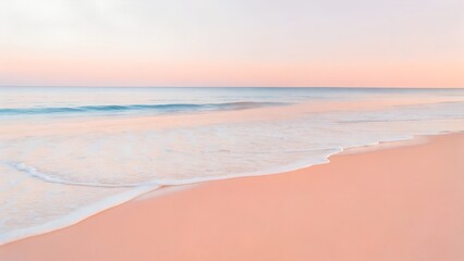 Obraz premium Soft Pastel Sunset Over Calm Ocean Beach | Peaceful Seascape, Tranquil Horizon, Pastel Sky