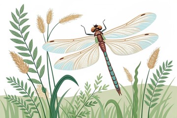 Insect vector dragonfly design nature animal summer illustration wing natural wildlife fl on White Background