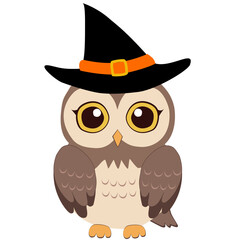 Cute cartoon owl in Halloween theme, perfect for decorations, party graphics, and seasonal designs.
