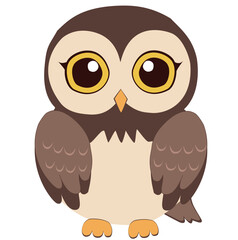 Adorable Halloween owl illustration in cartoon style, wearing a witch hat, ideal for spooky party invites, seasonal decorations