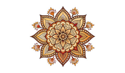 Ornate brown and orange floral mandala design