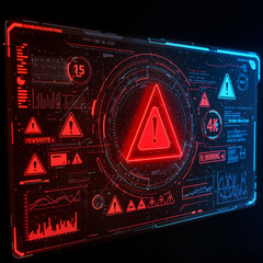  Cybersecurity Alert and System Warning on Digital Screen