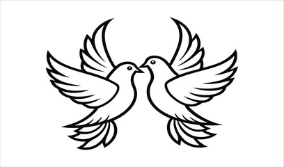Obraz premium Two doves in flight line art graphic design