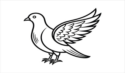 Fototapeta premium Stylized line art dove bird illustration