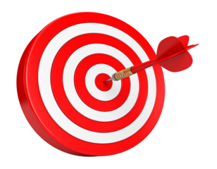 Target with arrow,  transparent background.