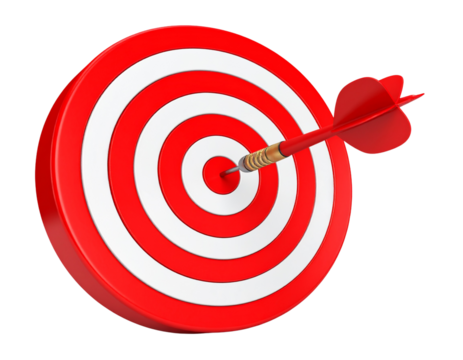 Target with arrow,  transparent background.