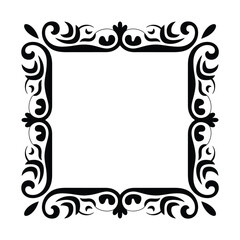 Elegant Black and White Square Frame with Ornate Floral Design