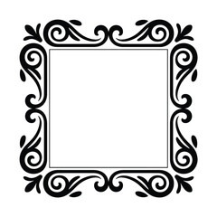 Elegant Square Frame with Swirls and Leaf Accents in Black