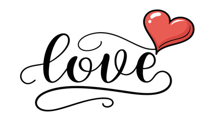 Romantic Love Lettering with Heart Balloons &ndash; Handwritten Typography for Valentine&rsquo;s Day and Relationships
