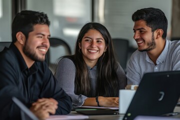 Latin American team analyzing business projections, interactive and professional vibe