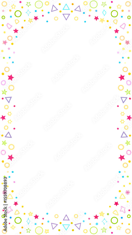 Aufkleber a playful and colorful border design featuring stars circles triangles and dots in a pastel palette 