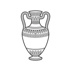 Line Art Illustration of a Classic Greek Amphora Vase
