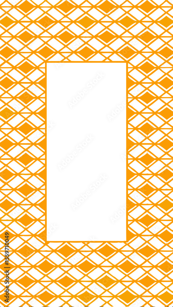 Aufkleber a vertical frame with a repeating orange diamond pattern on a white background creating a decorative
