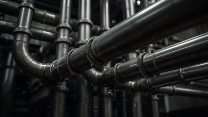 Gleaming stainless steel tubes, neatly arranged in rows inside a modern manufacturing plant, reflect industrial precision, strength, and durability, symbolizing advanced engineering	