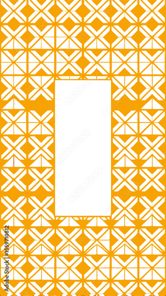 Aufkleber geometric abstract pattern with repeating white diamond shapes on a vibrant orange background featur
