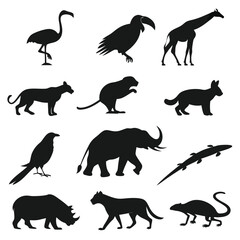 Wild Animal Silhouettes Vector Collection