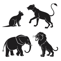 Wild Animal Silhouettes Vector Collection
