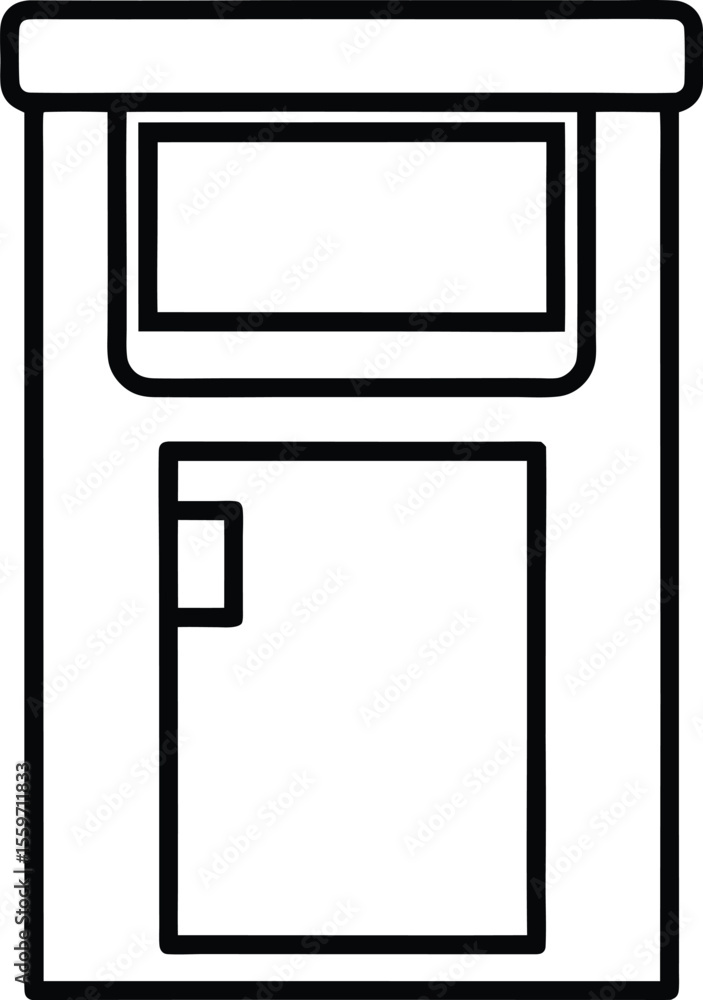 Aufkleber simple outline drawing of a vintage computer floppy disk drive with a rectangular slot and a door is